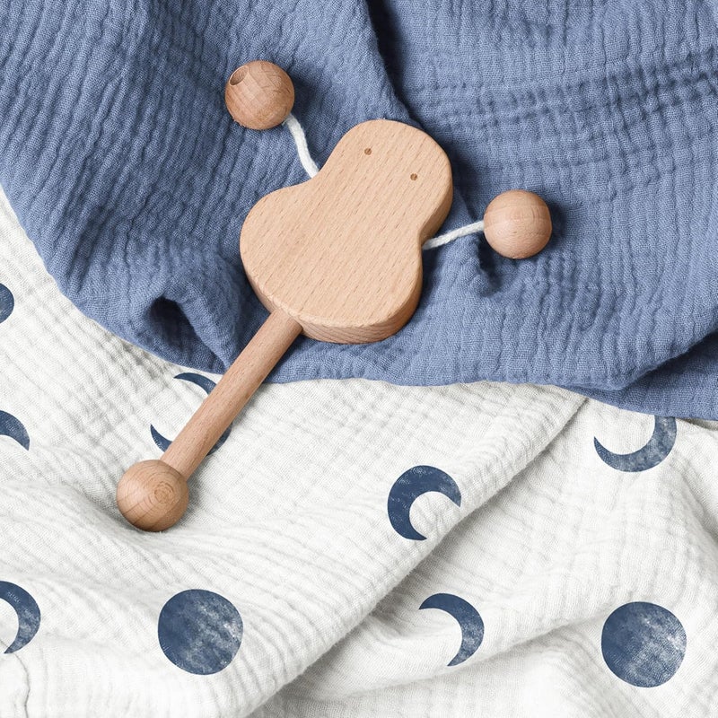 Bearmoss Changing Pad Cover, 2 Pack Muslin [100% Cotton] Diaper Changing Table Covers, 32'' x 16'' Soft Breathable Changing Pad Sheets for Unisex Baby Girls and Boys with Strap Holes (Bluemoon) - Image 2